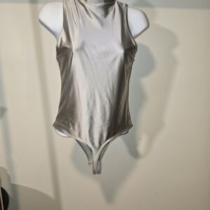 House of Harlow 1960 Shimmering Silver  Bodysuit